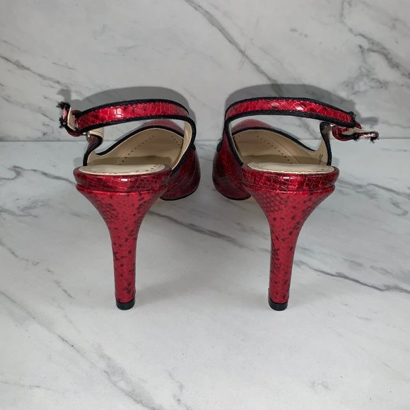 NIB ADRIENNE VITTADINI Red/Black Snake Slingbacks - Picture 4 of 6